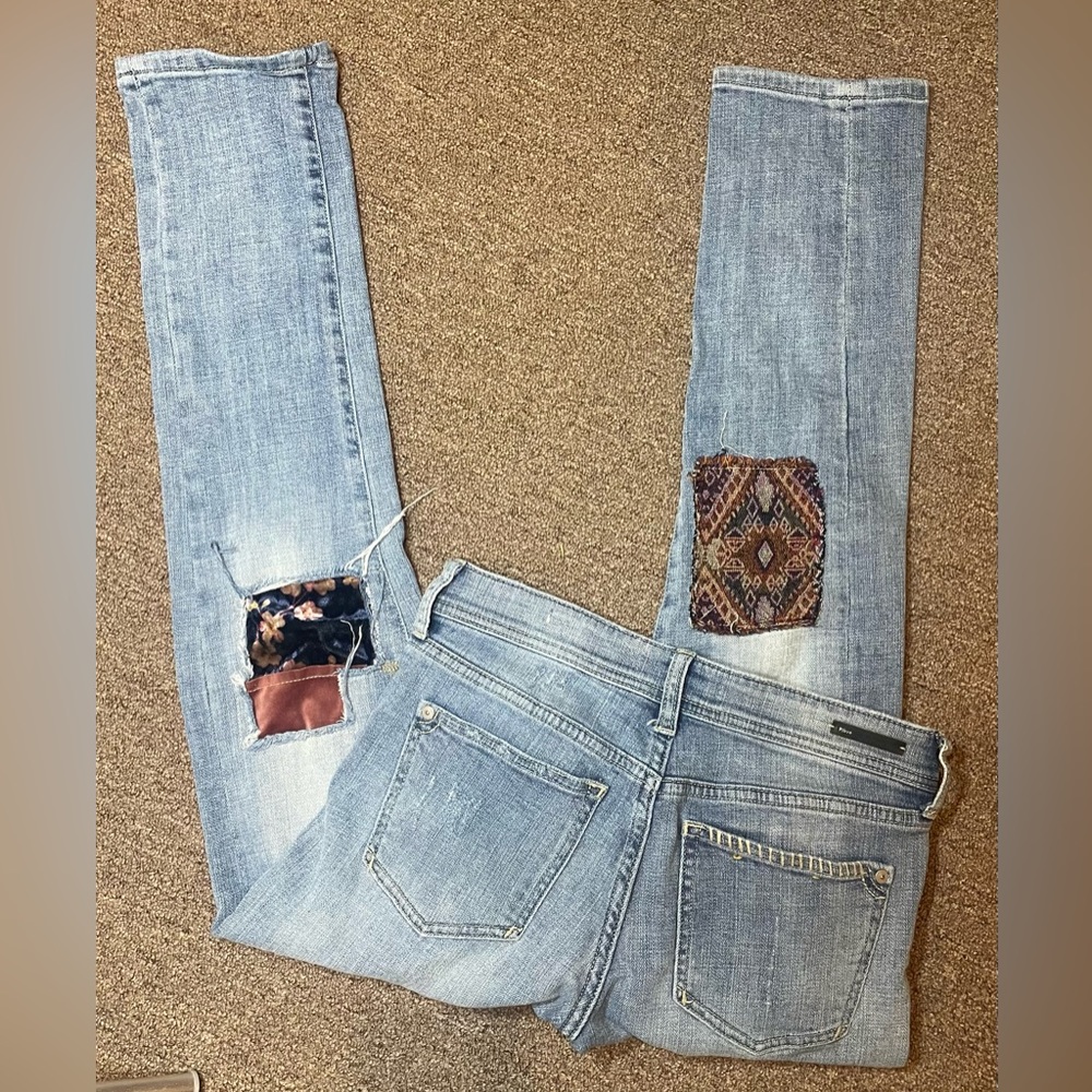 Anthropologie Pilcro denim patchwork jeans slim boyfriend Size 24 - Picture 3 of 8